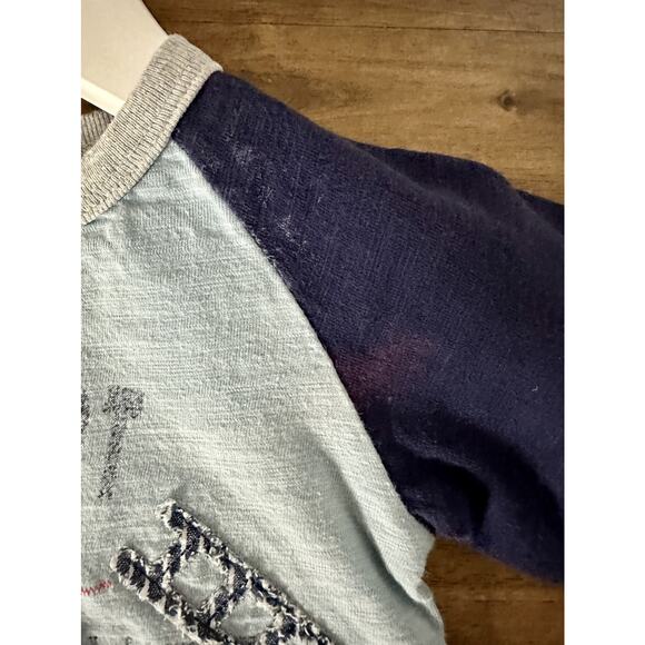 Mud Pie Blue Navy Red Firetruck Applique Raglan Cotton Knit Tee Top Boy 24M/2T - Picture 7 of 8